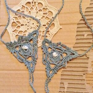 Blue Crochet Barefoot Sandals Australian Sea Shell ~ Ready To Ship